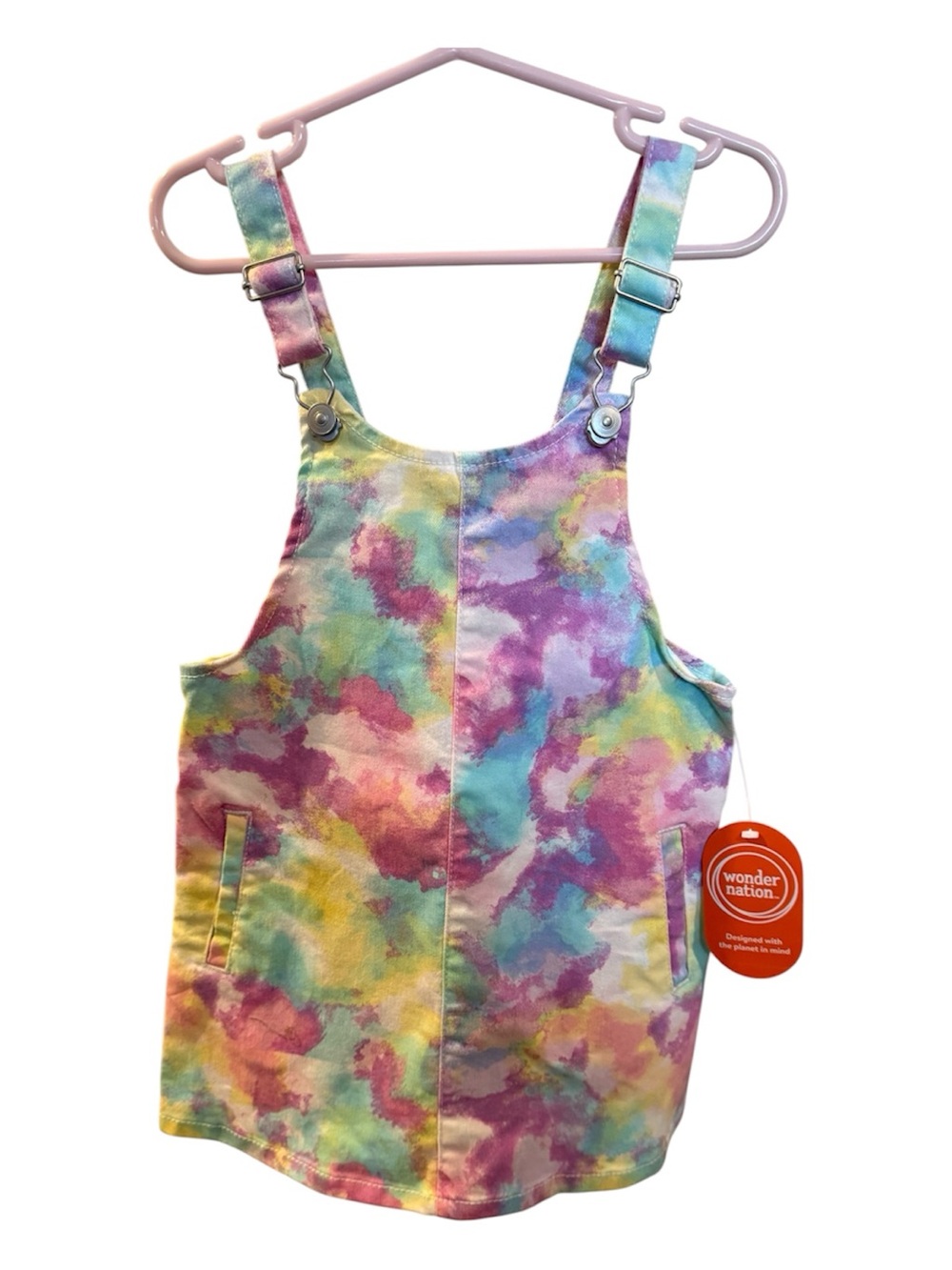 Wonder Nation Girls 4T Tie Dye Jumper Overall Dress NWT Pockets
